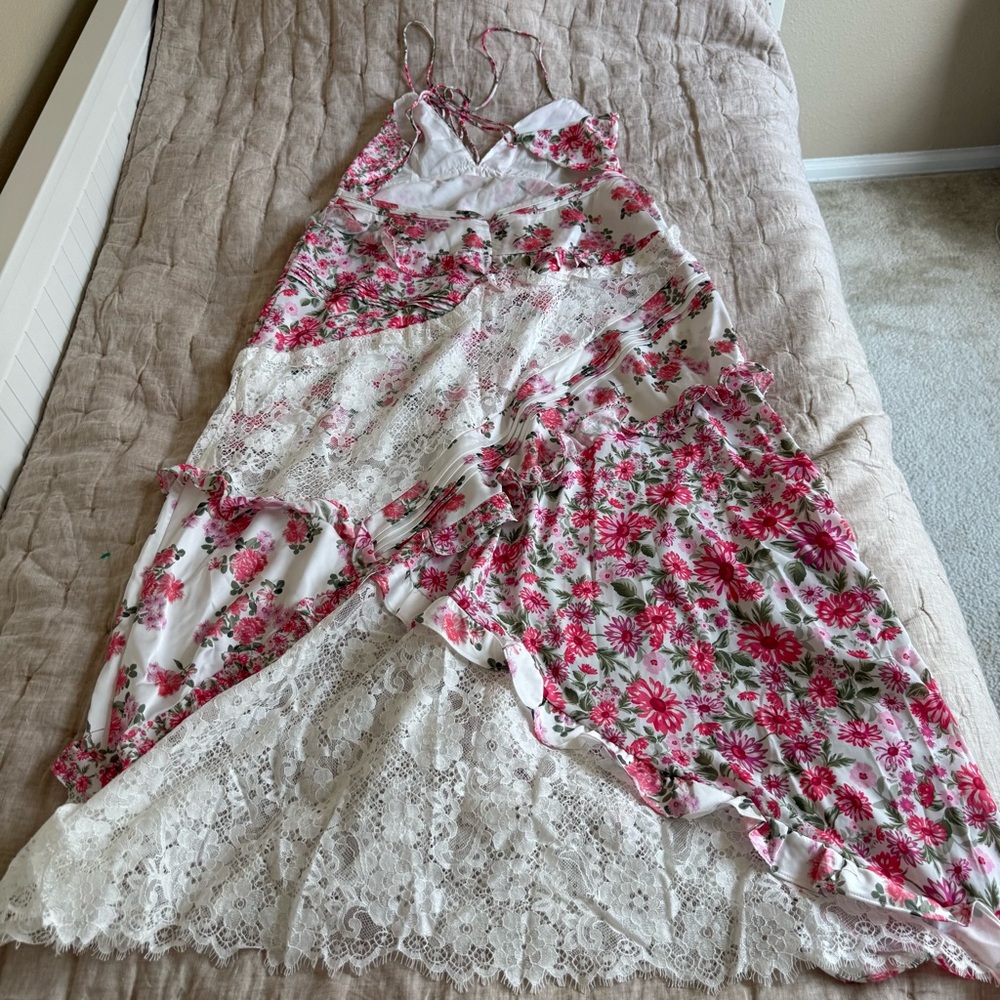 For Love & Lemons Pink and White Floral Lace Maxi Dress - Picture 14 of 16